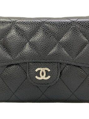 CHANEL Matelasse - Black Calfskin Trifold Wallet